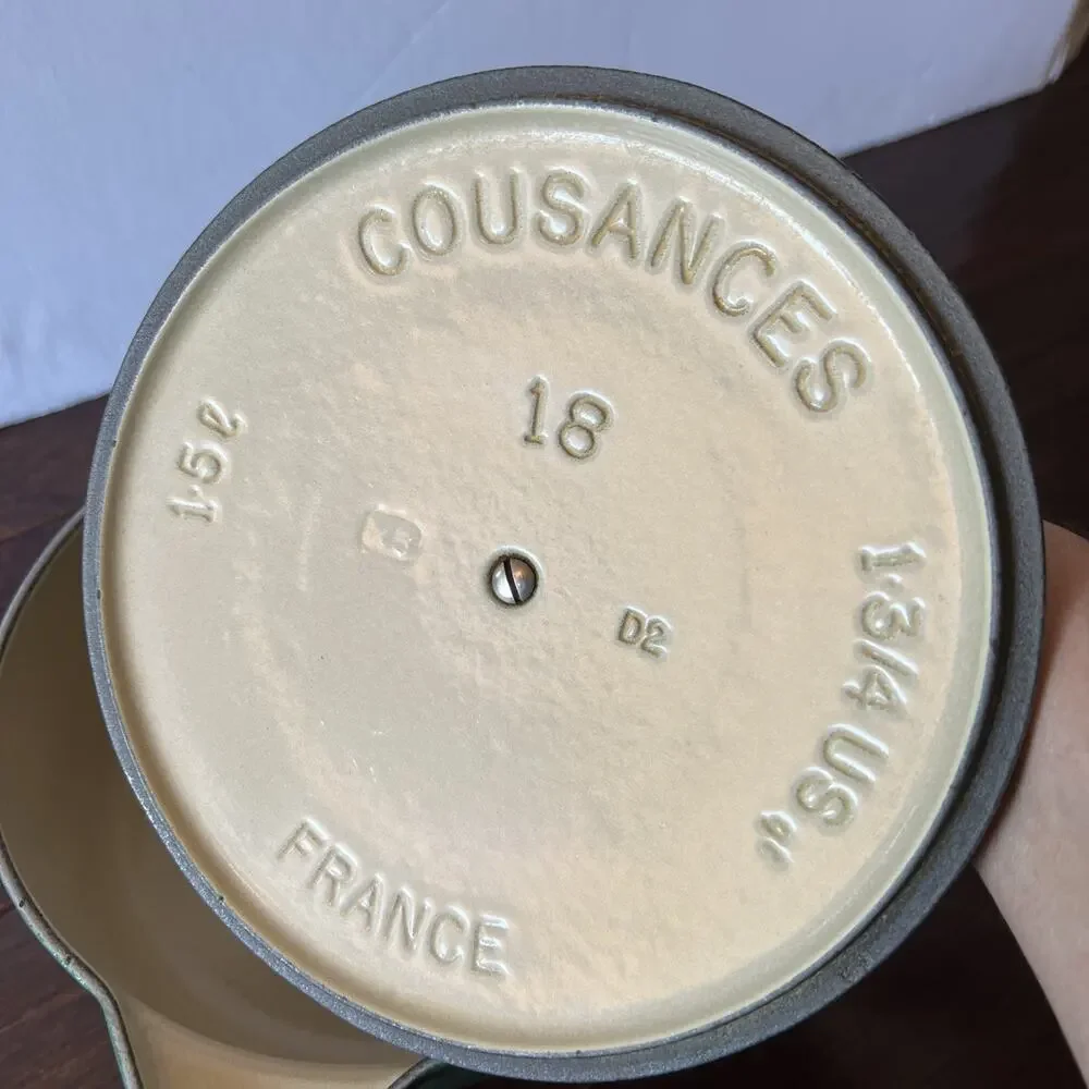 VTG Cousances Le Creuset Green Cast Iron 22 & 18 Set Dutch Oven 3.5 & 1.75 Qt